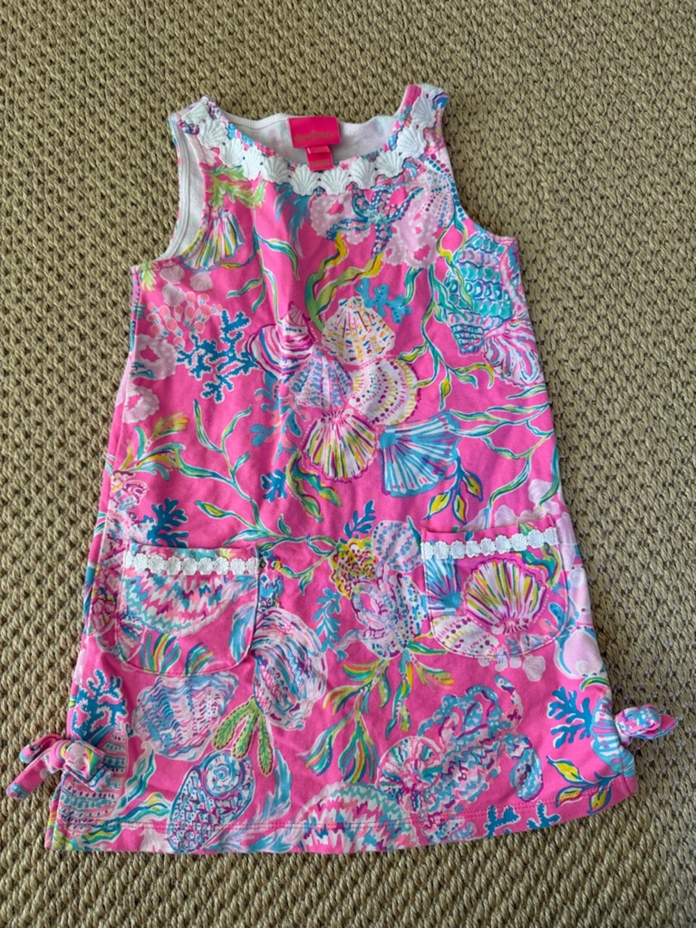 Lilly Pulitzer Girls Pink Multicolor Seashell Print Sleeveless Dress 4/5